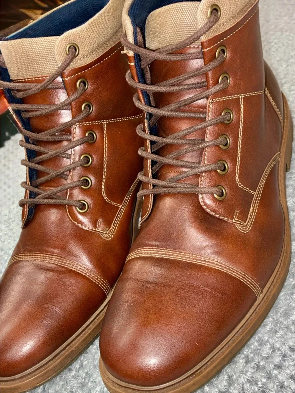 Men's Brown Leather Lace-Up Ankle Boots Size 10.5